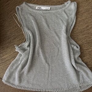 Zara Silver Knit Tank Top